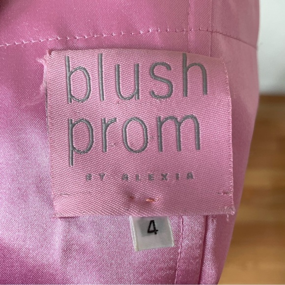 Blush Prom By Alexia Pink Rhinestone Embellished Strapless Evening Gown EUC Sz 4 - Picture 7 of 10